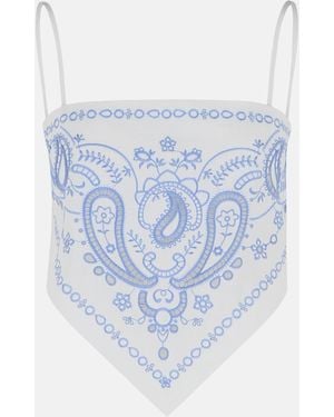 Self-Portrait Embroidered Top - Blue