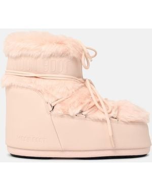 Moonboot 'Icon Low' Antique Synthetic Fur Ankle Boots - Natural