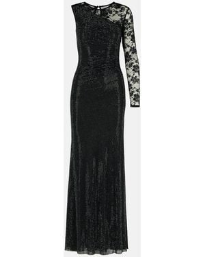 Self-Portrait 'Rhinestone' Polyester Dress - Black