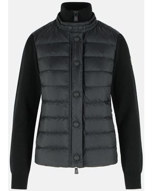 Moncler Virgin Wool Blend Padded Cardigan - Black
