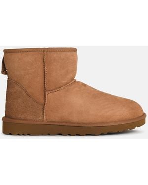 UGG 'Classic Mini' Chestnut Suede Boots - White