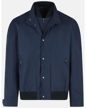 Fay Cotton And Nylon Faille Bomber Jacket - Blue