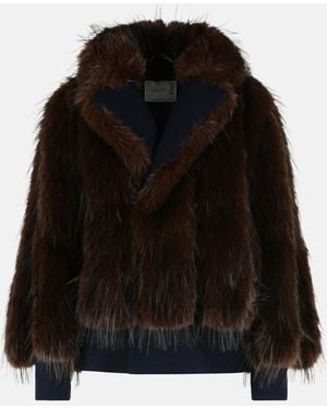 Sacai Faux Fur Coat - Black