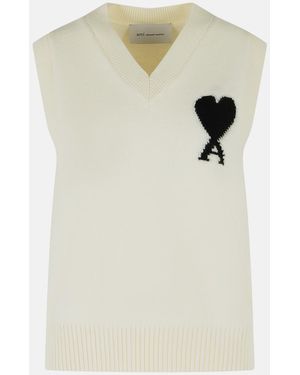 Ami Paris 'Ami De Cœur' Wool Vest - White
