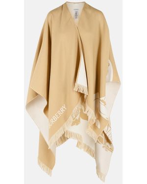 Burberry 'Ekd' Wool And Silk Cape - Natural