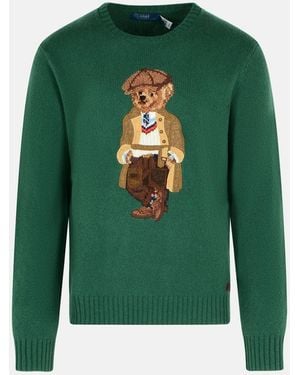 Polo Ralph Lauren 'bear' Wool And Cashmere Sweater - Green