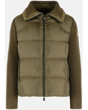 Moncler Padded Virgin Wool Cardigan With Zip - Green