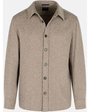 ZEGNA Brown Cashmere And Silk Shirt - Natural