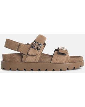 Tory Burch 'Mellow Sport' 'River Rock' Suede Sandals - White