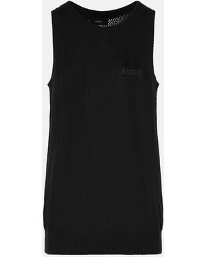Amiri 'Knit Mesh' Cotton Tank Top - Black