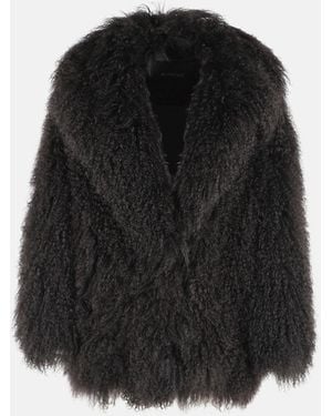 Blancha Mongolia Fur Coat - Black