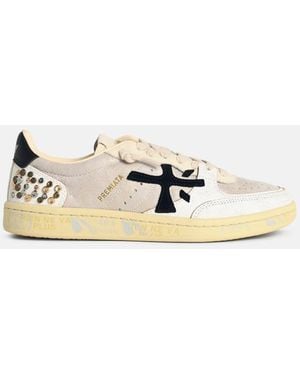 Premiata 'bskt Clay' Two-tone Leather Blend Sneakers - Natural