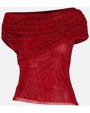 Self-Portrait Burgundy Polyester Top - Red