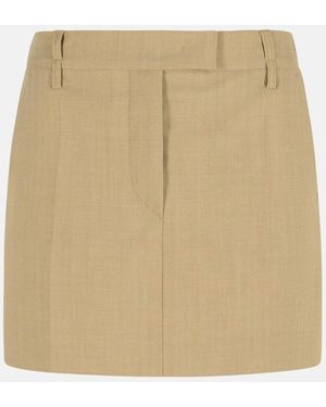 Sportmax 'Fify' Virgin Wool Miniskirt - Natural