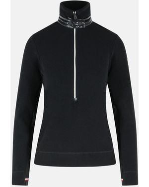 Moncler Polyester Half-Zip Turtleneck Sweater - Blue