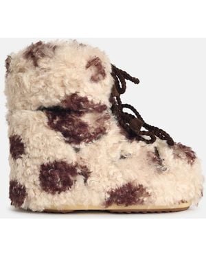 Moonboot Two-Tone Faux Fur Boot - Natural