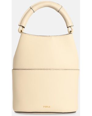Furla Leather 'Sfera' Mini Bucket Bag - Natural