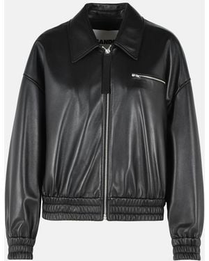 Jil Sander Leather Bomber Jacket - Black