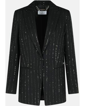 Philipp Plein 'Boyfriend Fit' Blazer With Wool Blend Paiettes - Black