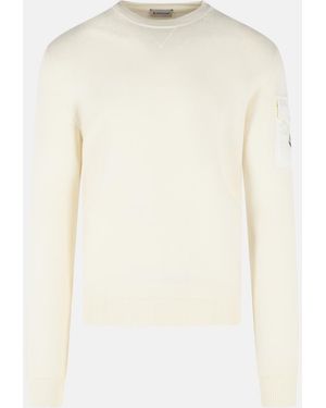 Moncler 'Tricot' Ivory Virgin Wool Sweatshirt - White