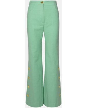 Patou Mint Cotton Blend Pants - Green