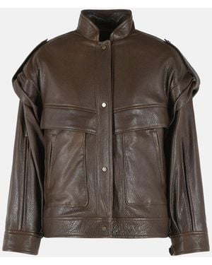 Salvatore Santoro Leather Bomber Jacket - Brown