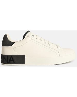 Dolce & Gabbana 'Portofino' Calf Leather Sneakers - Natural