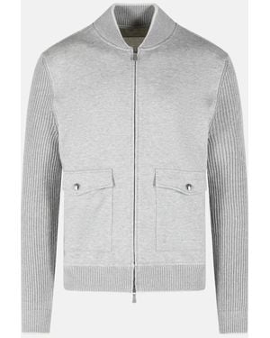 Eleventy Cotton And Linen Bomber Jacket - Gray