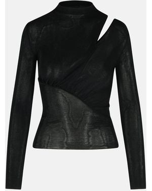 Self-Portrait 'Cut Out' Viscose Top - Black