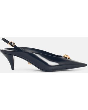 Versace 'La Medusa' Leather Slingbacks - Blue