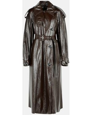 Sportmax Long 'Bairo' Patent Effect Trench Coat - Brown