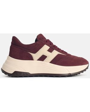 Hogan 'Hi-Fi' Burgundy Suede Sneakers - Pink