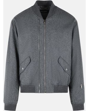 Dolce & Gabbana Virgin Wool Bomber Jacket - Gray