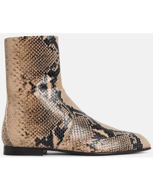 KHAITE 'Colt' Snake Leather Ankle Boots - White