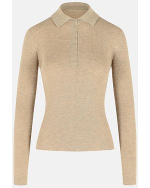 Max Mara 'Angel' Polo Sand Sweater - Natural