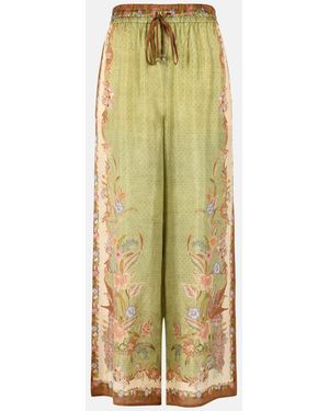 Zimmermann Indra' Khaki Silk Pants - Metallic