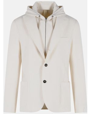 Eleventy Wool Hooded Blazer - White