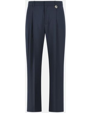 CASABLANCA 'Pleated' Wool Pants - Blue
