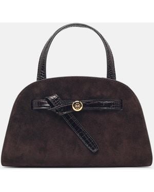 Tory Burch 'Romy' Small Suede Top Case - Black