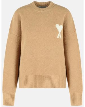 Ami Paris Dark Alpaca Blend Sweater - Natural
