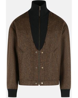 Maison Margiela 'Herringbone' Wool Bomber Jacket - Brown
