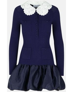 Self-Portrait Viscose Dress - Blue
