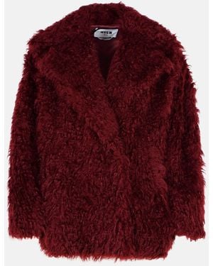 MSGM Burgundy Acrylic Blend Coat - Red