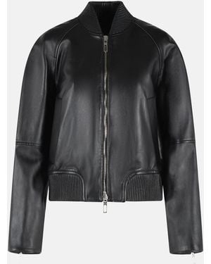 Sportmax 'Amour' Nappa Leather Bomber Jacket - Black