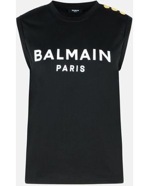 Balmain Cotton Tank Top - Black