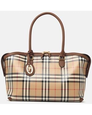 Burberry Small 'Tote Vintage' Cotton Zippered Bag - White