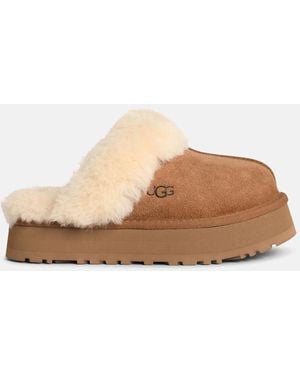 UGG 'disquette' Chestnut Suede Slippers - White