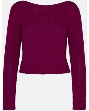 Charlott Fuchsia Cotton Sweater - Purple