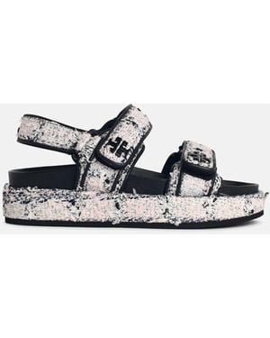 Tory Burch 'Kira' Leather And Fabric Sports Sandals - White