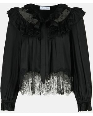 Self-Portrait Viscose Blouse - Black